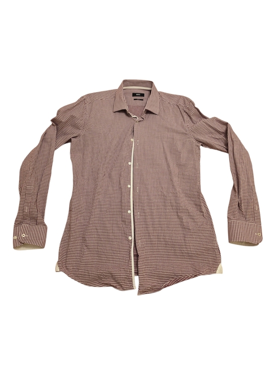 Hugo Boss Other - Hugo Boss Burgundy and White Micro-Check Button-Down Shirt